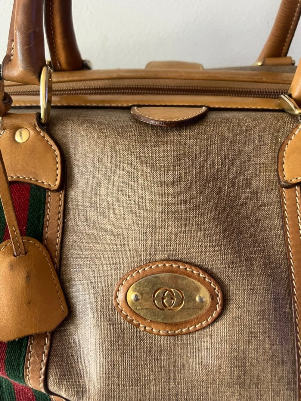 VINTAGE 70'S GUCCI BOSTON CANVAS DUFFLE TRAVEL BAG - Picture 7 of 17